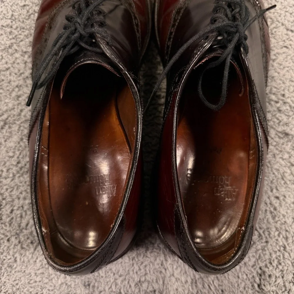 Allen Edmonds‎ Polo Shoes Mens Size 9 Narrow Black Burgundy Spectator Oxford USA